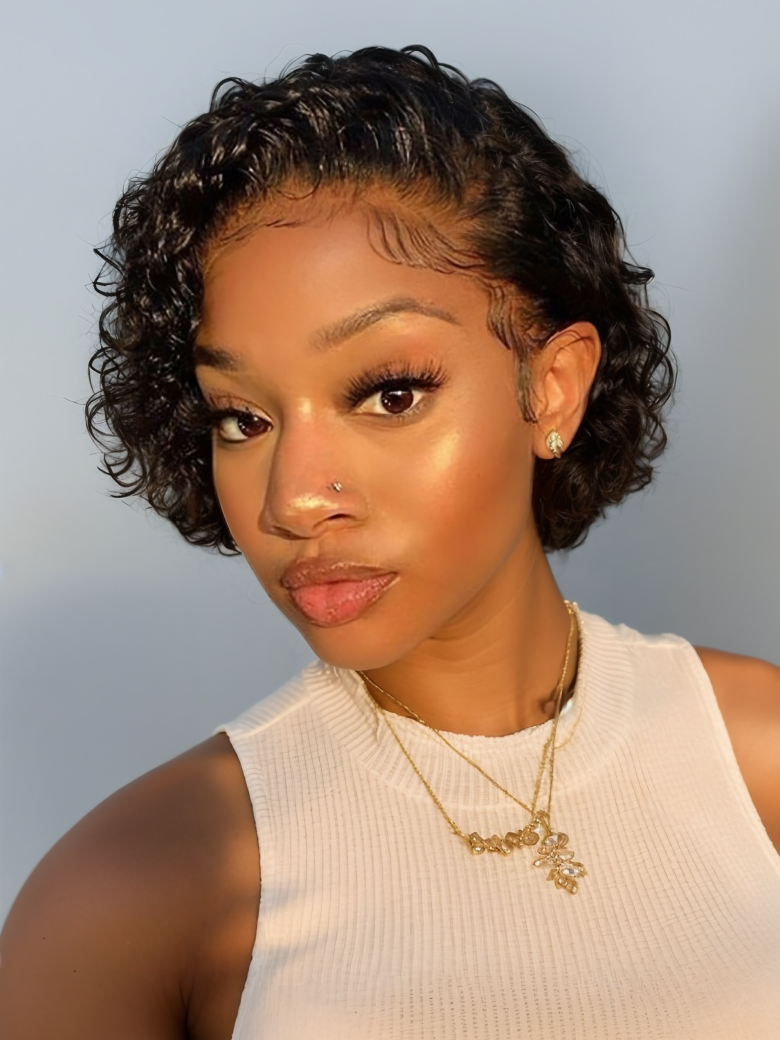 Nadula 6 Inch Curly Pixie Cut Wig 100 Human Hair Short Curly Wig 13 By 1 Inch Handtied Hairline 91$