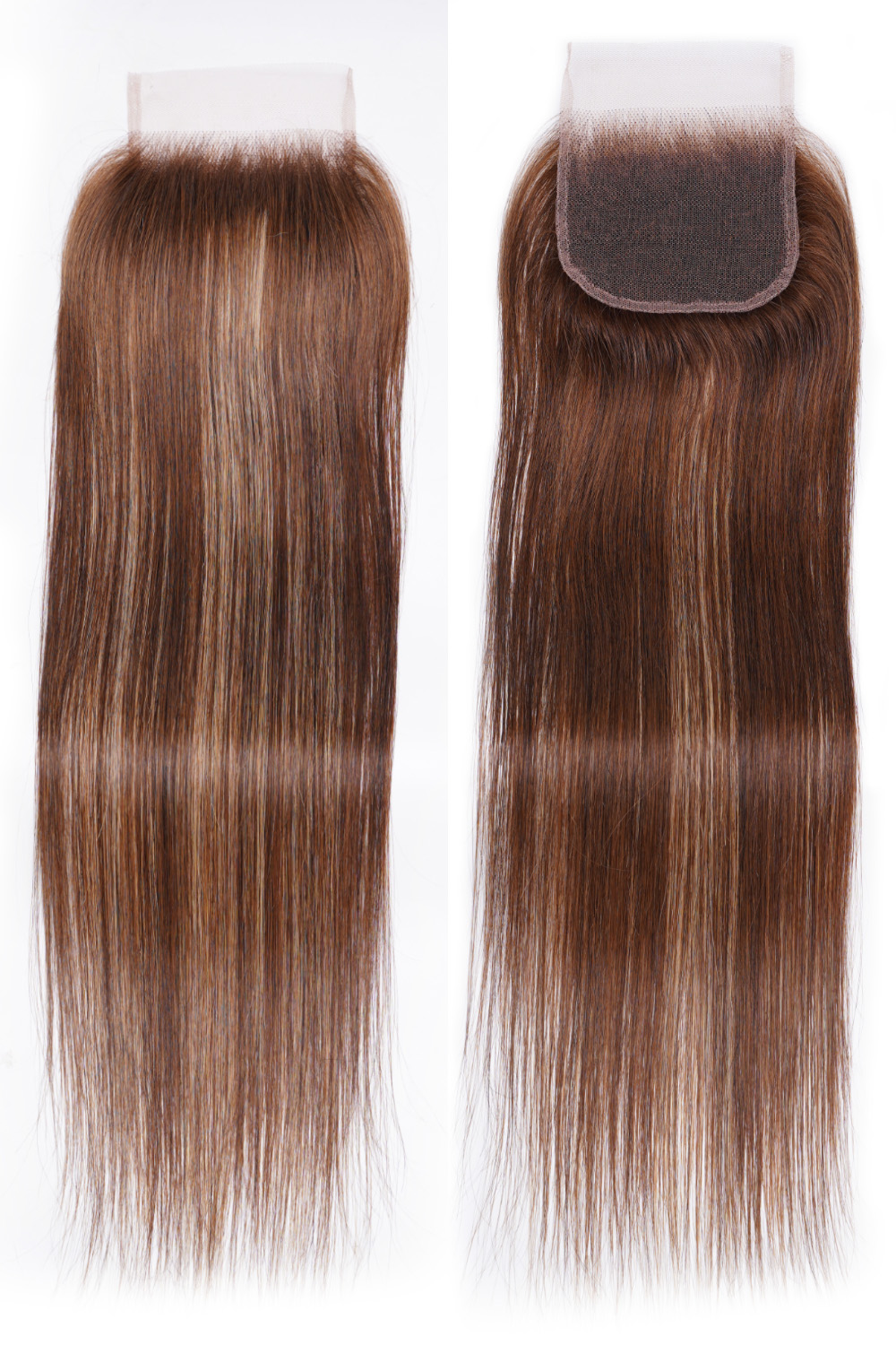 Nadula 1 Piece Straight Virgin Hair 4x4 Lace Closure Piano Honey Blond Brown Highlight Color For Sale 125$