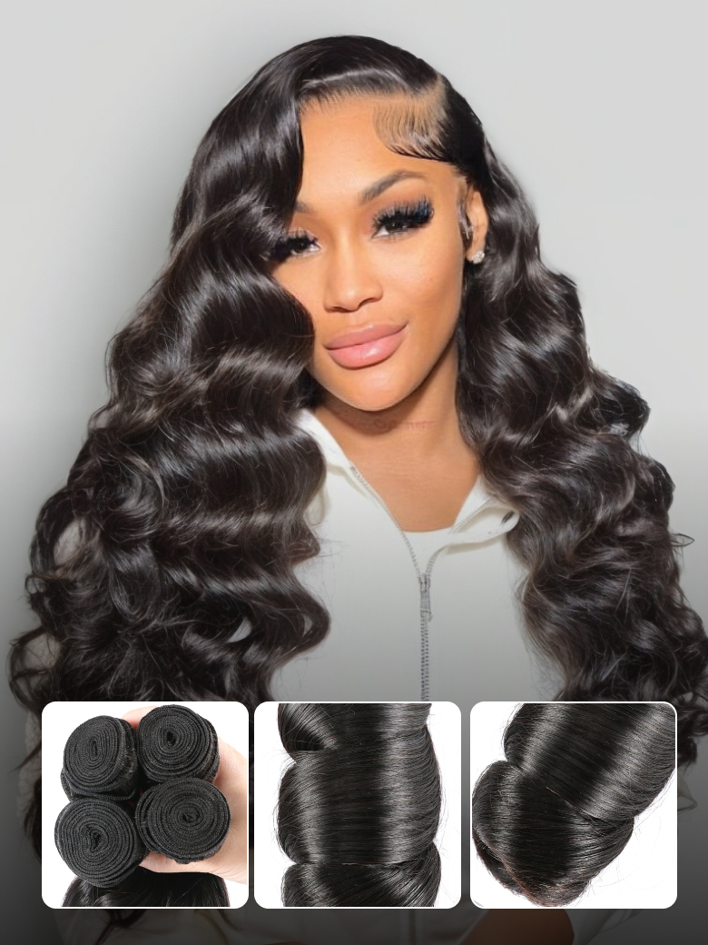 Nadula Long Loose Wave 3 Bundles Real Virgin Hair 100% Human Hair Extensions
