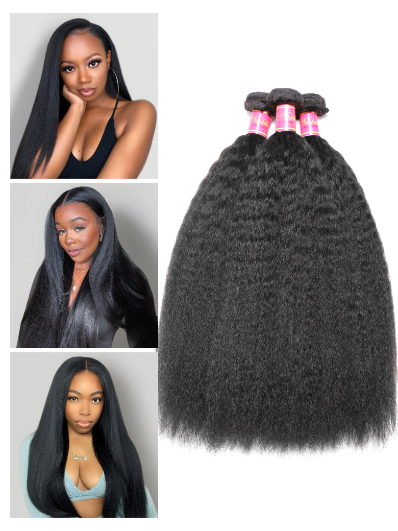 Nadula Soft Virgin Kinky Straight Hair Weave 4 Bundles Unprocessed Virgin Human Hair Extensions
