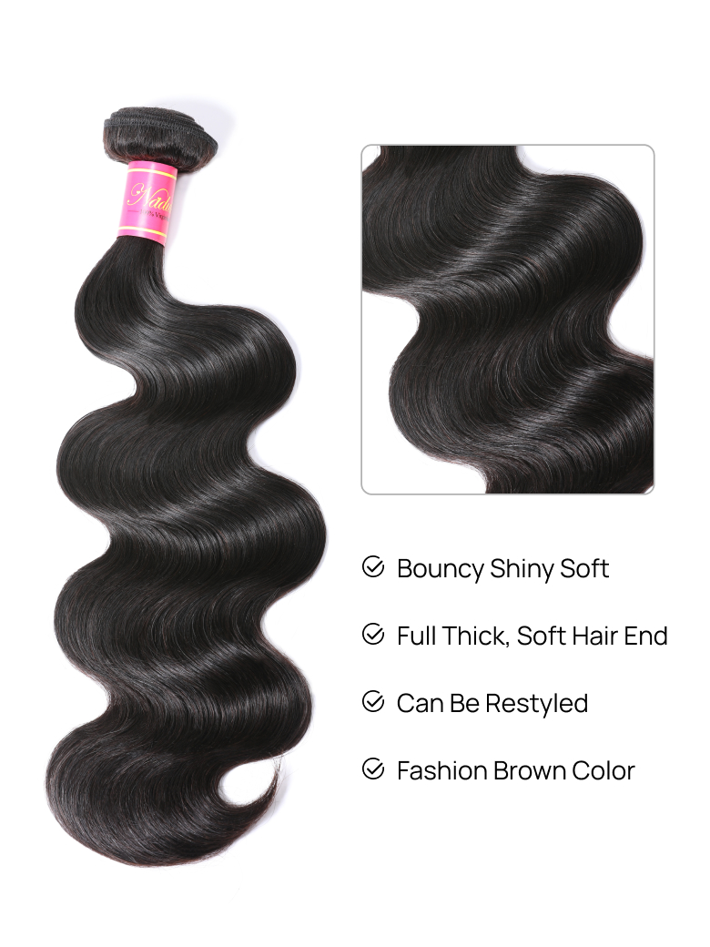 Nadula Real Brazilian Virgin Remy Hair Weave Body Wave 1 Bundle Brazilian Human Hair For Sign In Gift