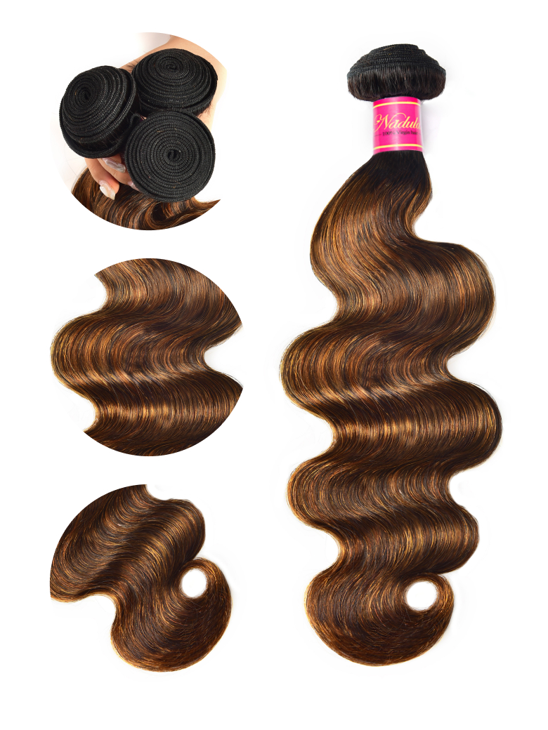 Nadula 1 Bundle Hair Weave #1B/30 Highlight Color Body Wave Human Hair Extension