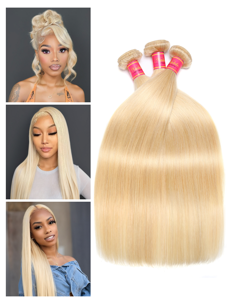 Nadula Brown 4 Bundles 613 Blonde Hair 100% Virgin Human Hair Straight Wave Hair Weave