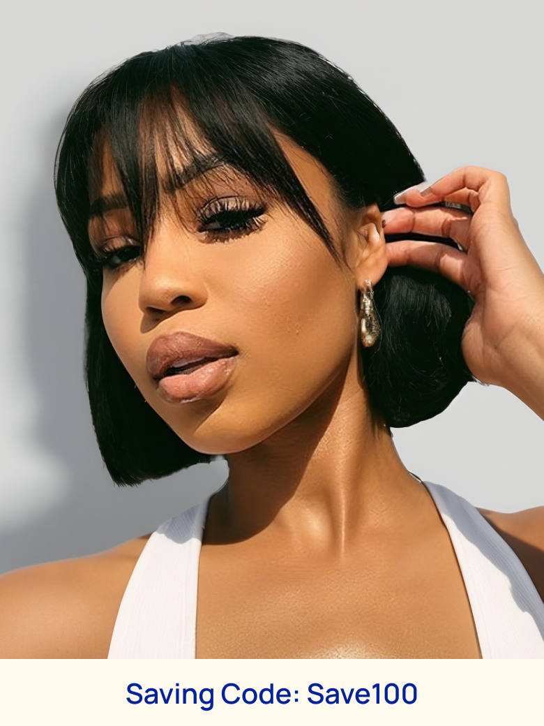 Code Save100 Nadula 101-100 Sale Bob Wig With Bangs 150 Density Virgin Remy Hair Glueless Wig 159$