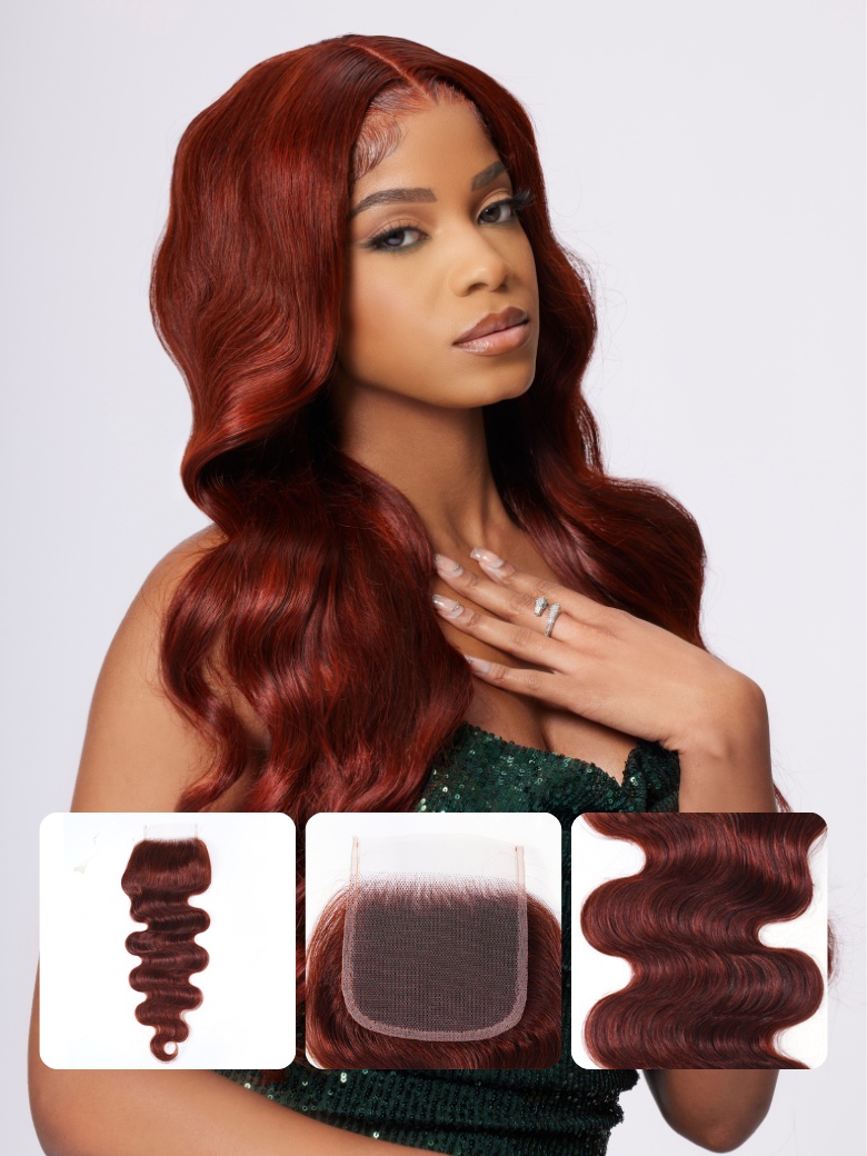 Nadula 4x4 Lace Closure Wholesale Virgin Hair Straight/ Body Wave/ Curly Style 10 Piece Aubrn Color/
