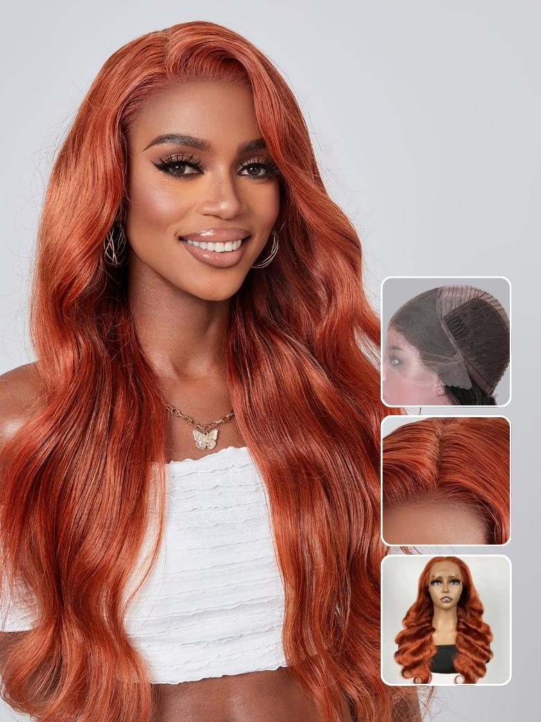 Nadula 13x4 180 Density Copper Brown Body Wave Lace Frontal Human Hair Wigs 180$