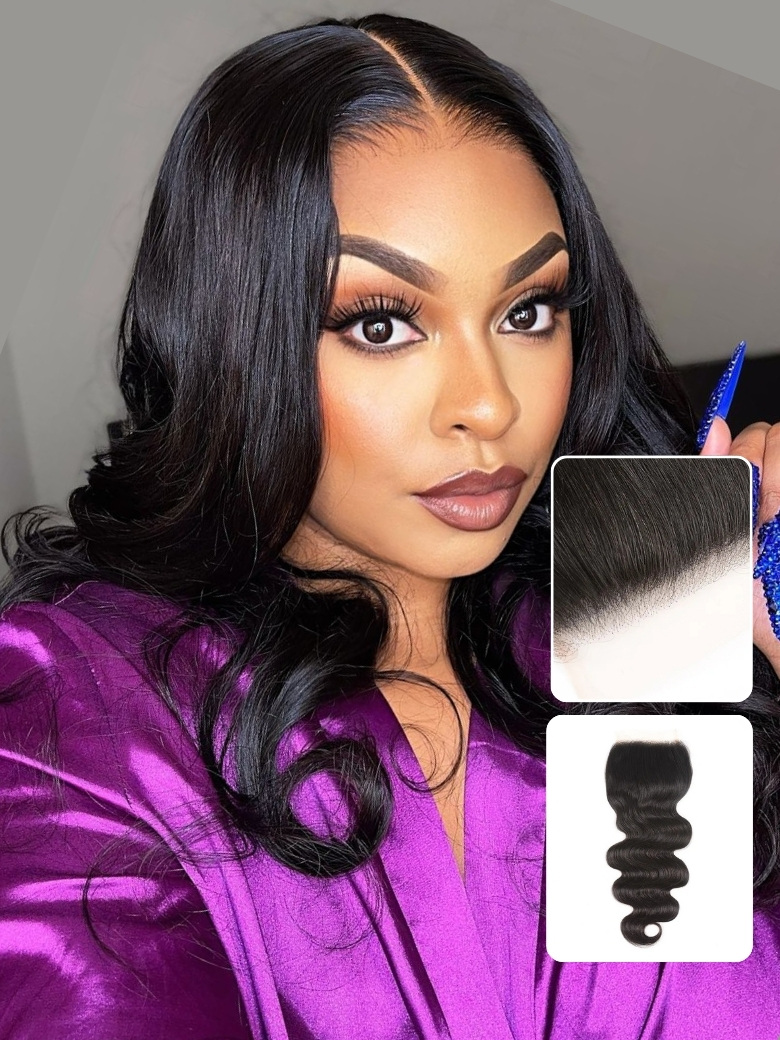 Nadula Body Wave 4x4 Lace Closure Three Part Middle Part And Free Part Virgin Human Hair Lace Closure