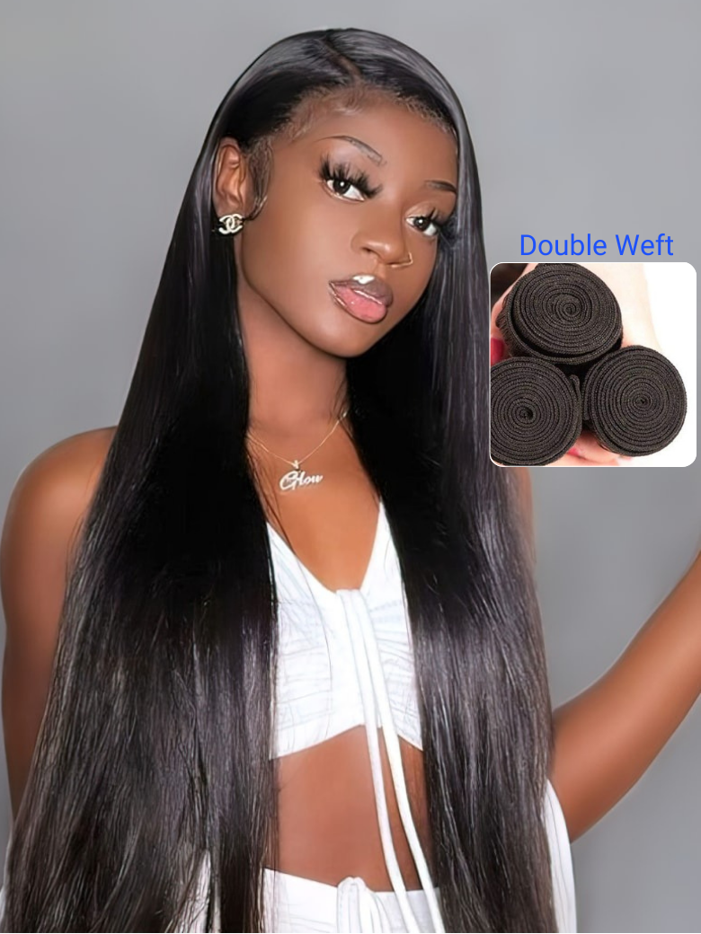 Nadula 5x5 HD Lace Closure With 3 Bundle Soft Straight Hair Bundles 205$