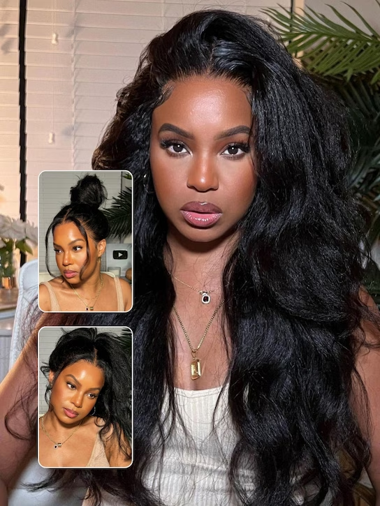 BOGO Free Nadula Flash Deal 18 Inch Kinky Straight T Part Wig Hand Tied Lace Wig Pre-Plucked 191$