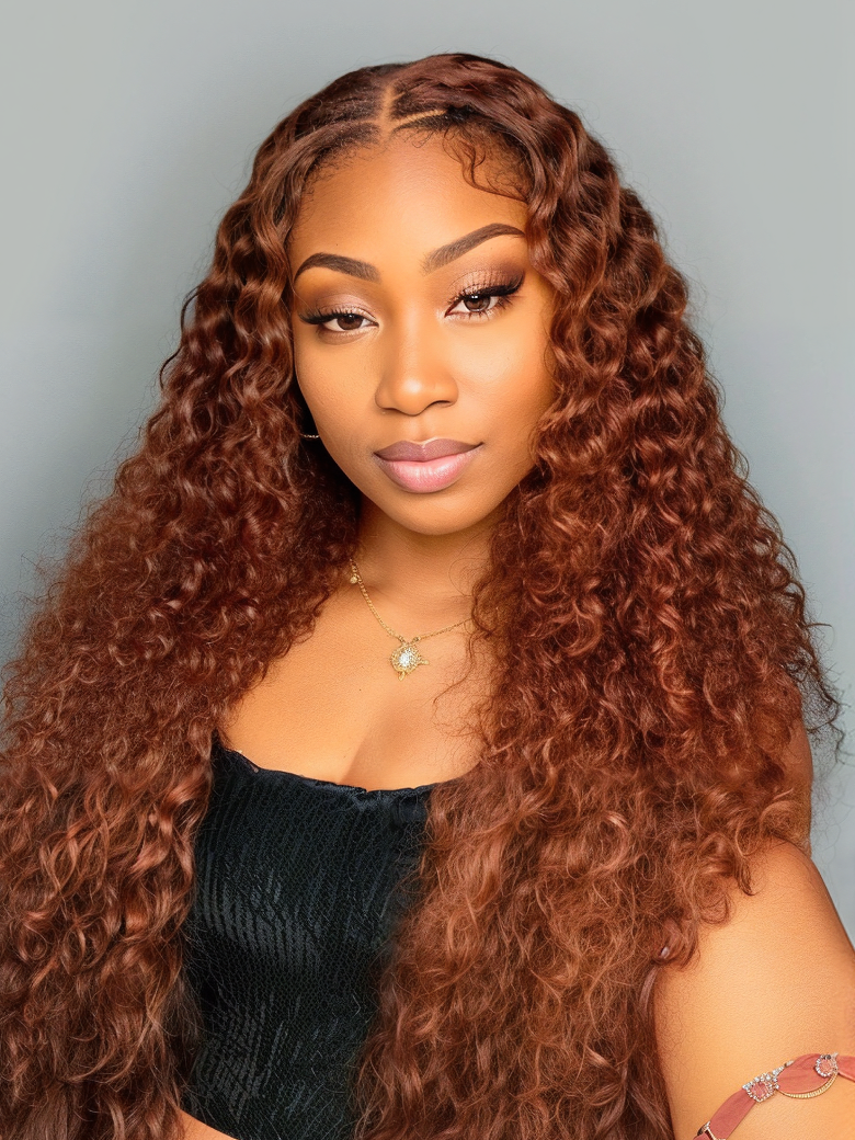 Nadula Flash Sale 6x45 Upgrade Pre-Cut Lace Wigs Reddish Brown Water Wave Glueless Hair Wig 432$