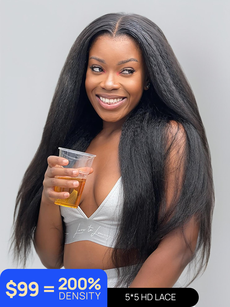 200 Density Nadula Flash Sale HD Lace Closure Kinky Straight Wig Natural Looking Glueless Wigs 350$
