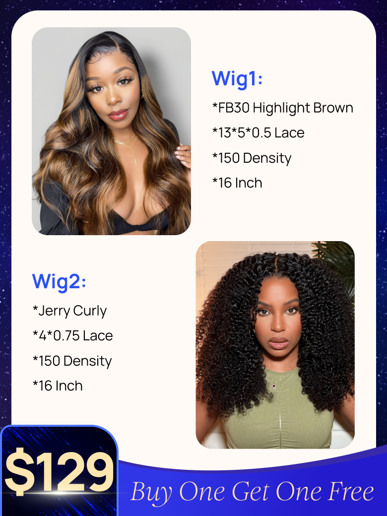 1292 Wigs Nadula 16 Inch 13x5x05 Highlight T Part Body Wave Wig and 4x075 Kinky Curly T Part Wig Black Friday 258$