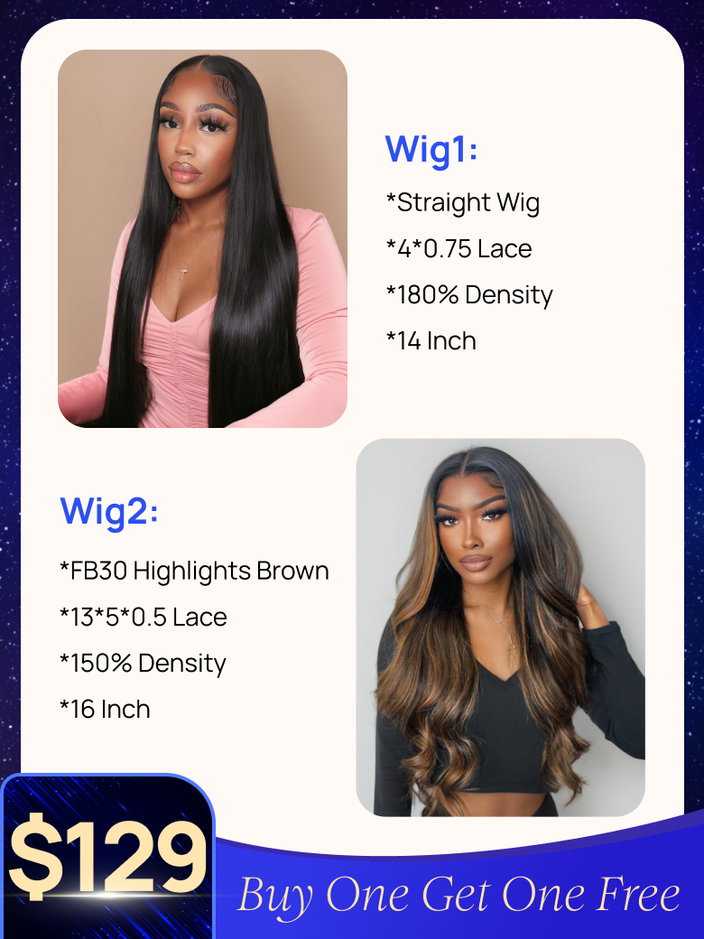 1292 Wigs Nadula 16inch 13x5x05 Honey Blonde Highligth Wig and 14 Inch 4x075 Straight Wig Black Friday 258$