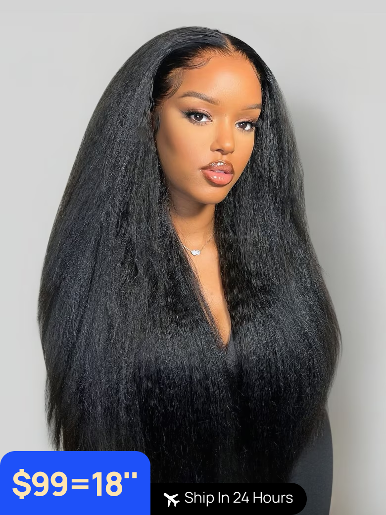 Nadula Flash Sale 6x45 Pre-Cut Kinky Straight Lace Closure Human Hair Wigs 370$