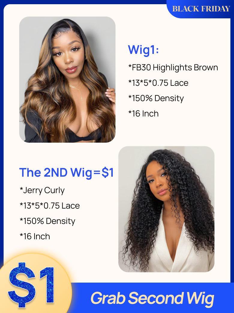 The 2nd Wig Only 1 Nadula 16 Inch 13x5x05 Highlight Body Wave and 4x075 Kinky Curly Lace Part Wig Black Friday 257$