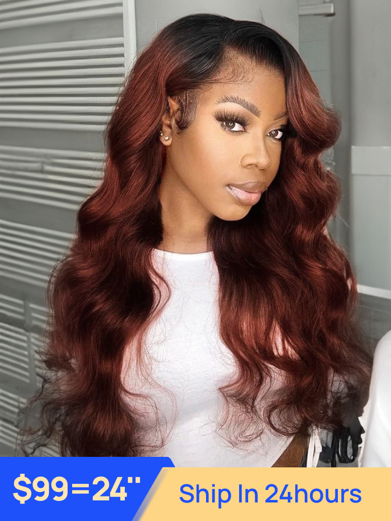 9924 Nadula Flash Sale Reddish Brown Air Wig Glueless V Part Body Wave Wig with Hollow Out Breathable Cap Special For Buy One Get One Free Wig 330$