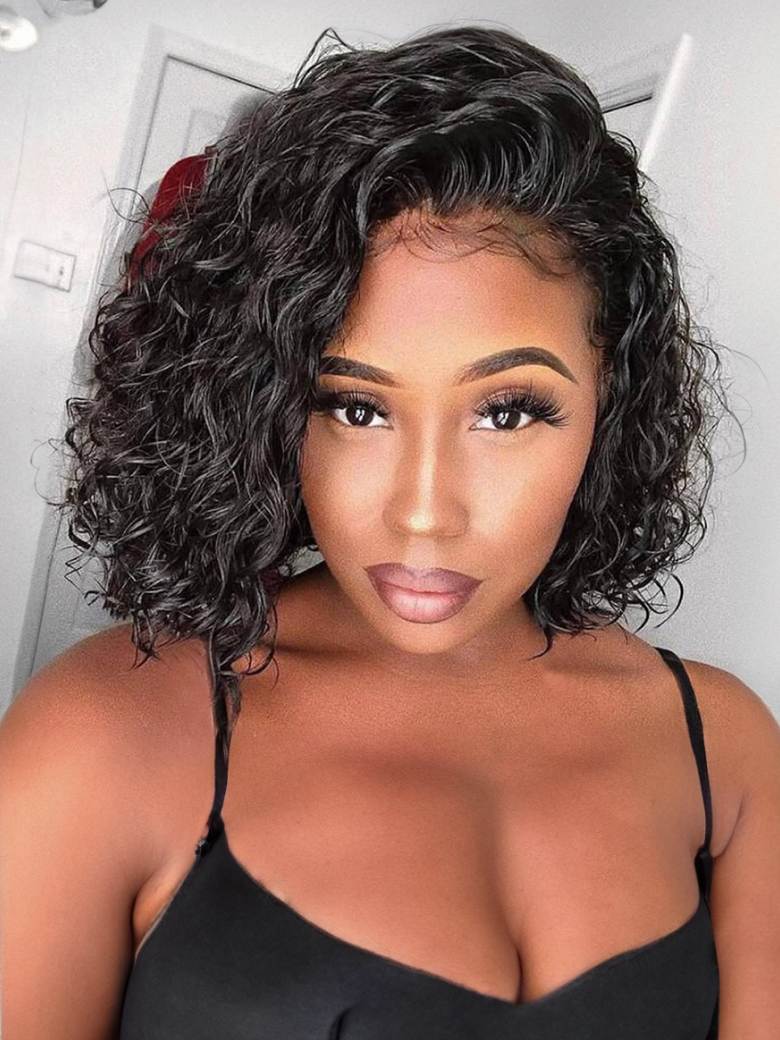 Nadula Flash Sale Water Wave Short Bob Wigs 13x4 Lace Front Wigs Human Hair 440$