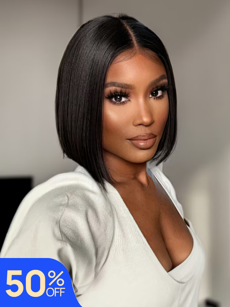 Nadula Flash Sale Short Length Silky Bob Wig And 7x5 Byebye Knots Yaki Straight Bob Wig Put On And Go Wigs 98$