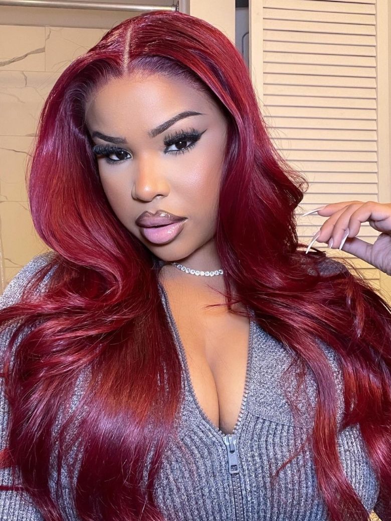 Nadula 13x4 Burgundy Body Wave Lace Frontal Wig Pre everything Put on and Go Wig 3D Volume Curls 325$