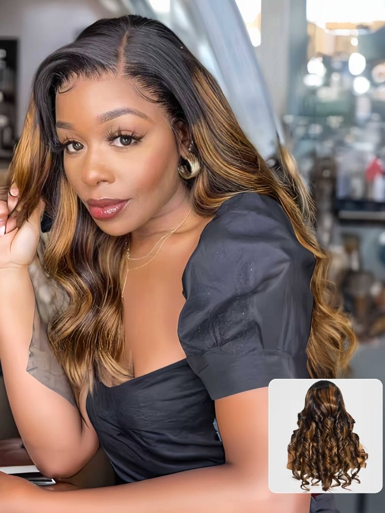 Nadula Flash Sale Highlight Brown Body Wave Headband Wigs And 7x5 Bye Bye Knots Invisible Lace Wigs Put On And Go 345$
