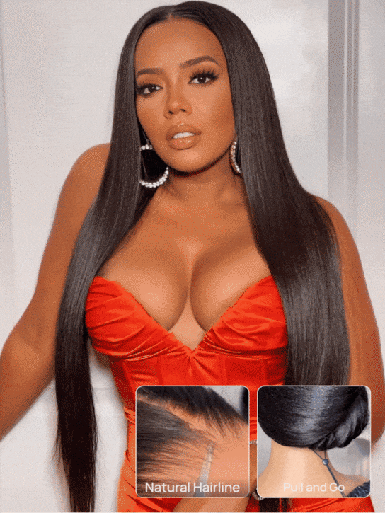 Nadula 7x5 and 13x4 Lace Frontal Elastic Drawstring Put On And Go Straight Wig 293$