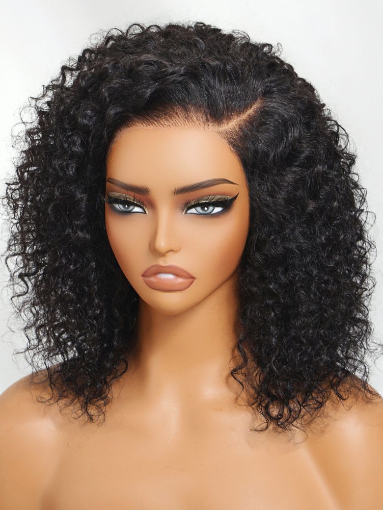 Nadula Pre everything 13x4 Transparent Lace Frontal Wig Bouncy Summer Curls Jerry Curly C Parted Layered Cut Glueless Human Hair Wigs 167$