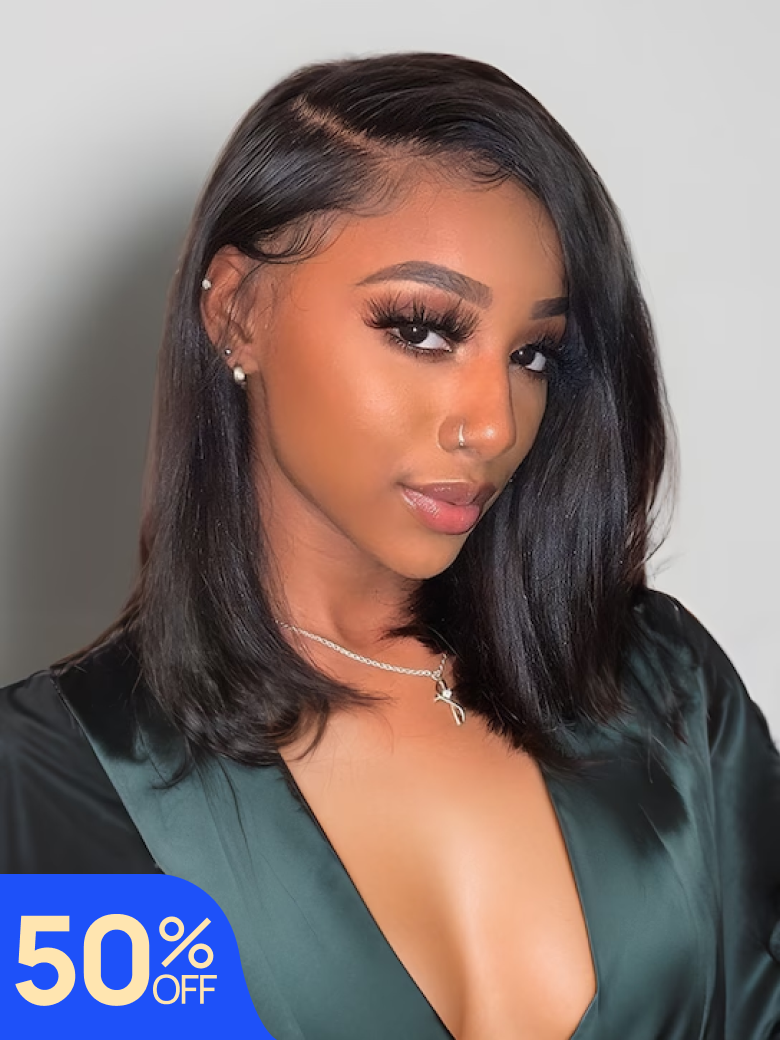 Nadula Flash Sale Straight Bob Wigs 13x5x0.5 T Part Wig And 7x5 Bye Bye Knots Put On And Go Glueless