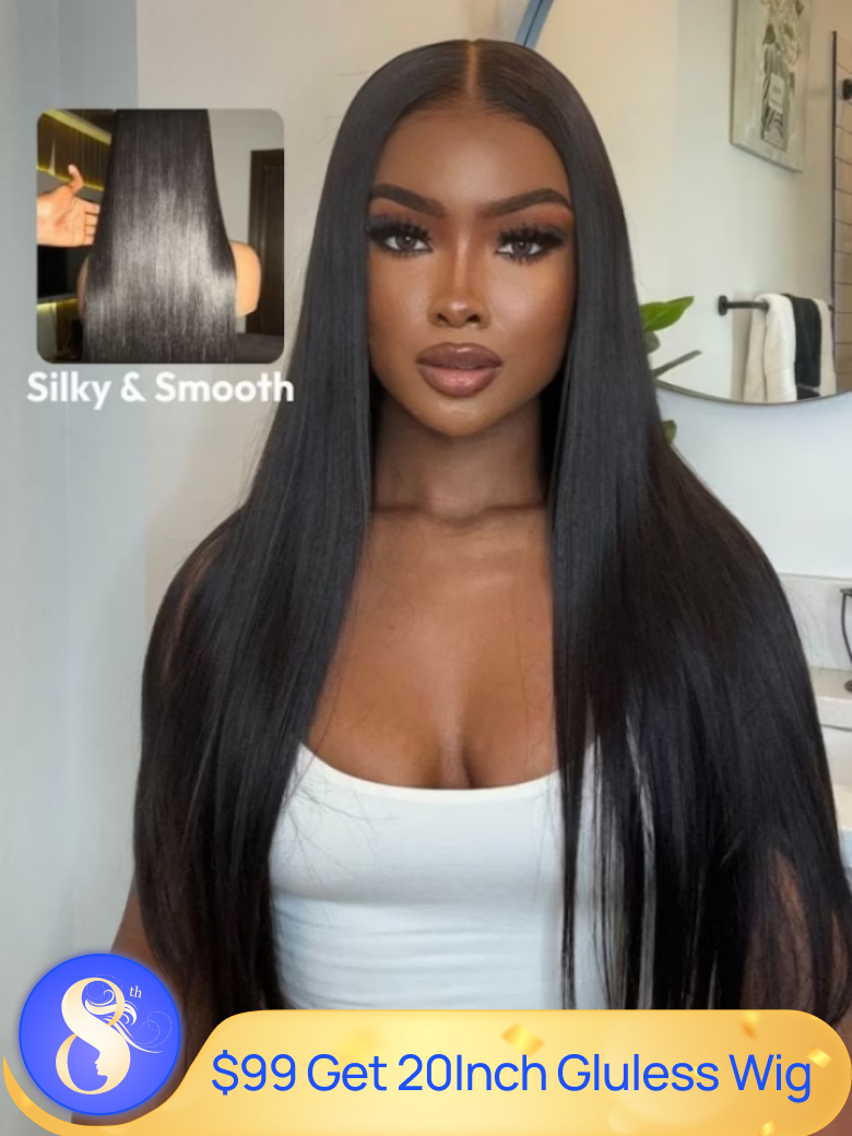Nadula Flash Sale Silky Straight 4x075 T Part 180 Density And 7x5 Pre-Cut Invisible Lace Put On and Go Wigs 8th Anniversary Sale 790$