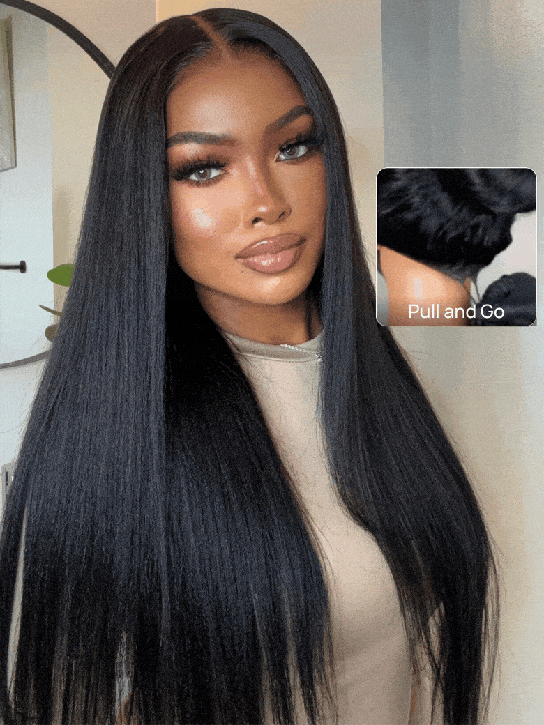 $100 Off Code: Save100 | Nadula Yaki Straight 7x5 And 5x5 Bye Bye Knots Glueless Lace Wig Put On and