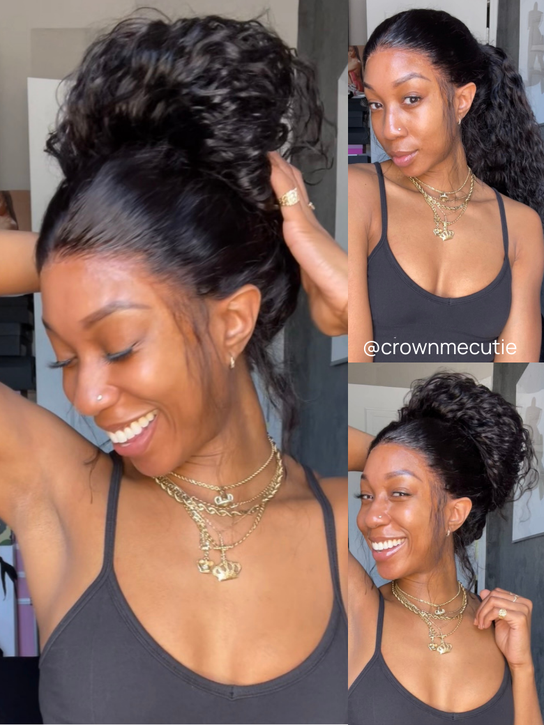 Nadula Water Wave 360 And 13X4 Lace Frontal Wig Pre-Everything Transparent Lace Front Human Hair Wigs With Invisi Drawstring