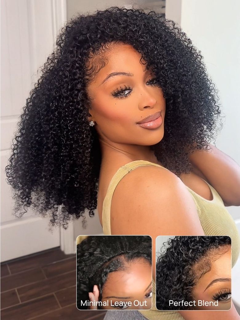 Nadula 70% Off Kinky Curly Human Hair 3/4 Half Wig And 7x5 Byebye Knots Wig with Kinky Edge Glueless