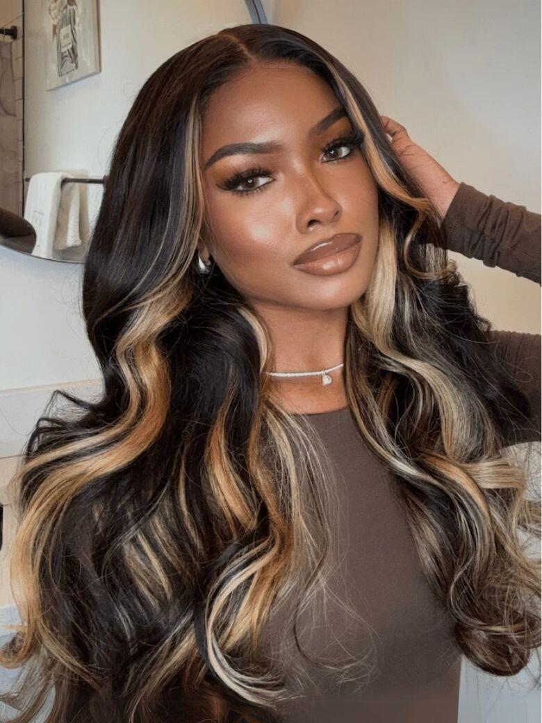 Nadula 13x4 Dark Brown Wig with Face-Framing Highlights Pre everything Loose Body Wave Lace Frontal Wig 281$
