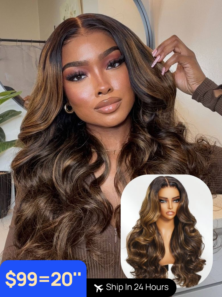 10922 75 Bye Bye Knots Nadula Flash Sale Brown Highlight Body Wave 13505 T Part Lace And 7x5 Invisible Lace Glueless Human Hair Wigs 330$