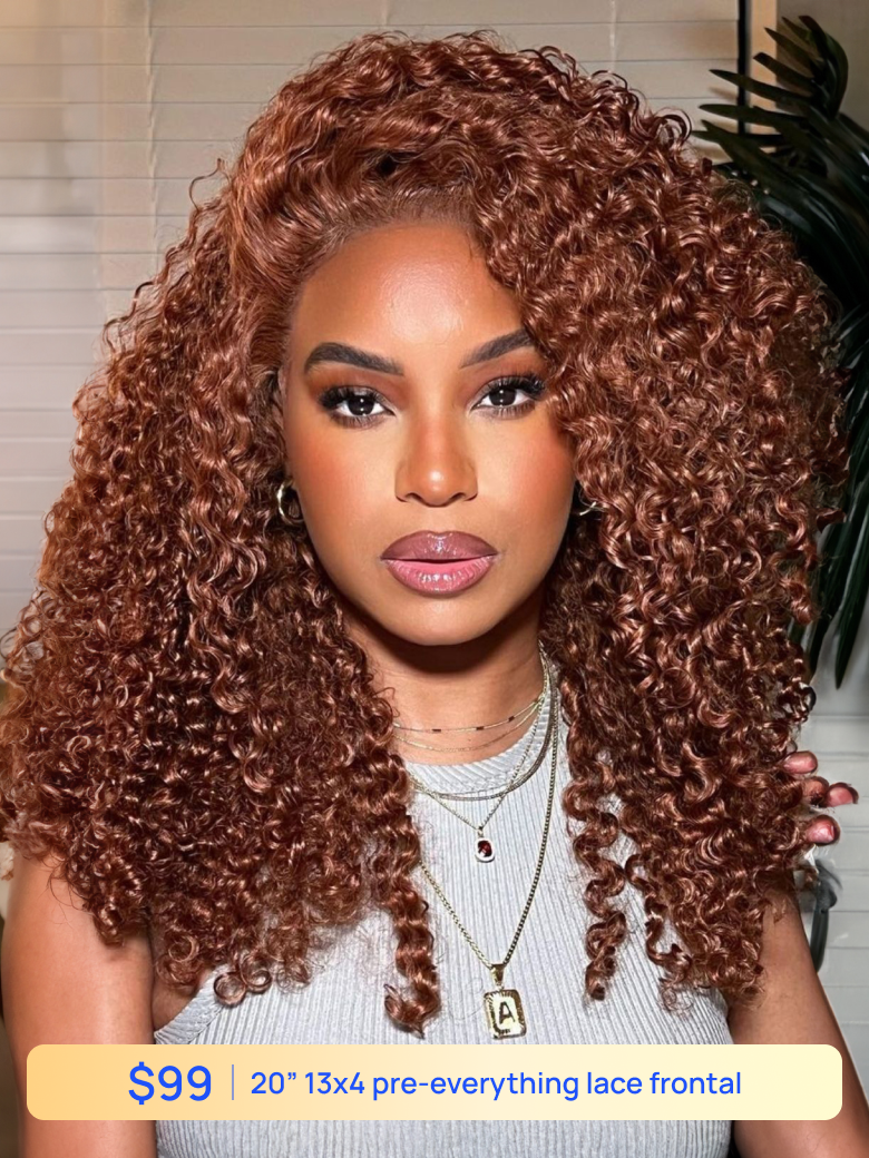 Nadula Flash Sale 13x4 Pre everything Lace Frontal Reddish Brown Curly Wave Hair Wigs Put On And Go Glueless Human Hair Wigs 180 Density 396$