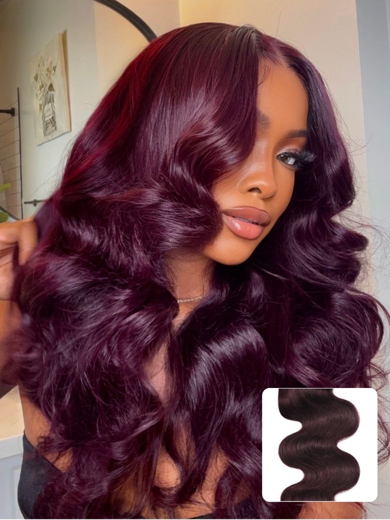 Nadula Burgundy Plum Color Body Wave Virgin Human Hair Weave 1 Bundle 12-26 Inch Free Fast Shipping