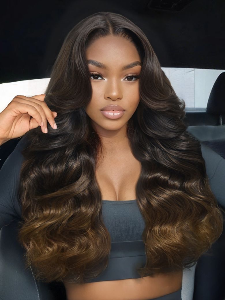 Nadula 13x4 Pre everything Loose Body Wave Chestnut Brown Ombre Color Put on and Go Human Hair Wigs 229$