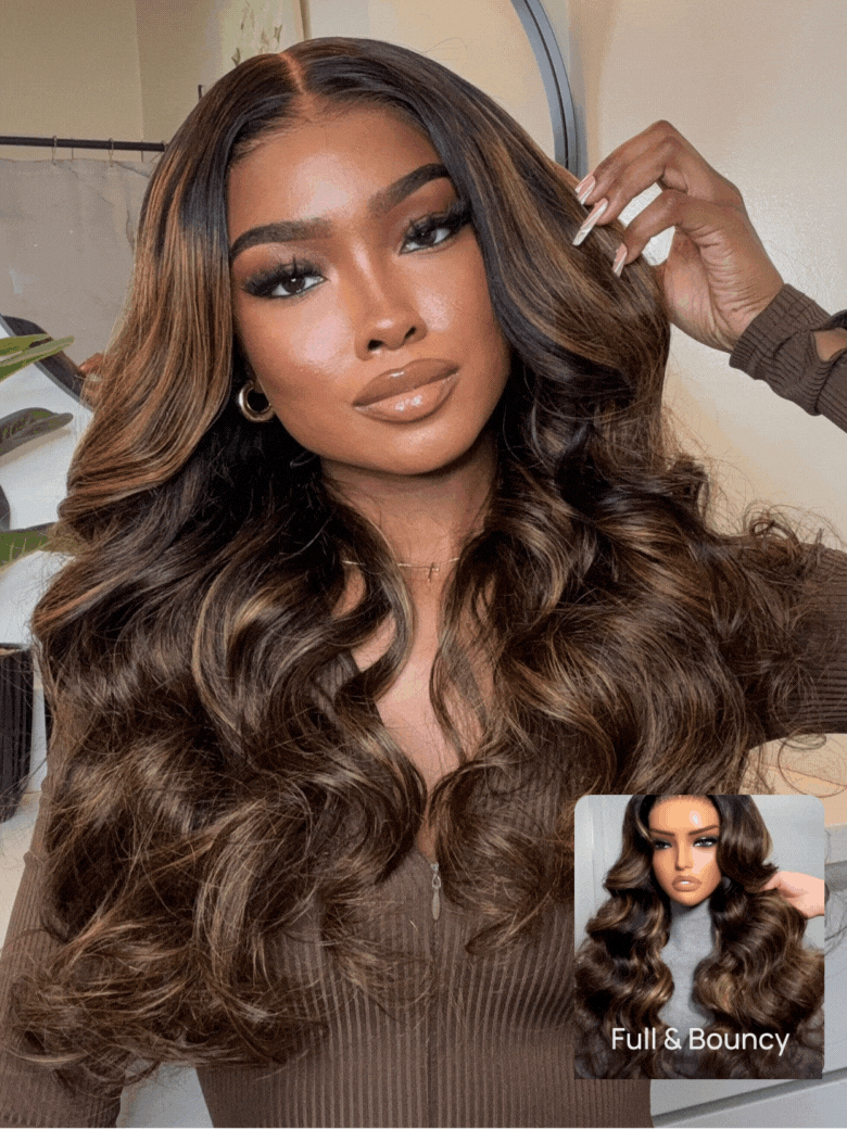 Nadula 7x5 Highlight Balayage Body Wave Lace Closure Shadow Root Human Hair Wig Pre Bleached with Invisible Drawstring 216$