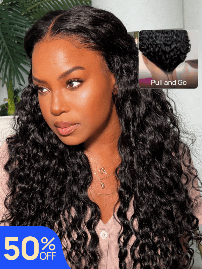 Nadula Flash Sale 7x5 Bye Bye Knots Wig Invisible Knots Water Wave Glueless Lace Wig Put On and Go 198$