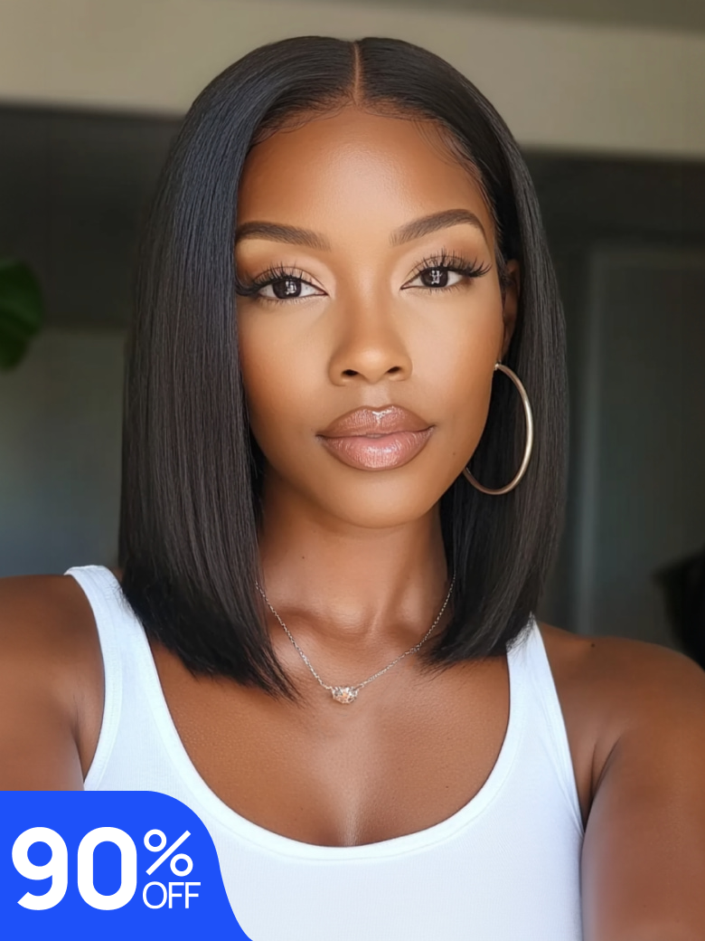 Nadula Flash Sale Silky Straight Short Bob Wigs With Bang Glueless Human Hair Wigs 490$
