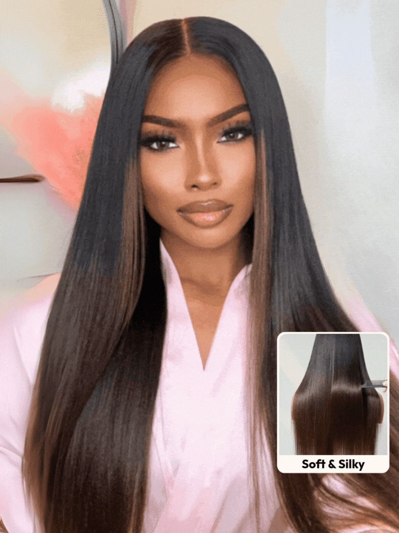 Nadula $100 Off Flash Sale 7x5 Chestnut Brown Ombre Color Yaki Straight Put On and Go Glueless Human