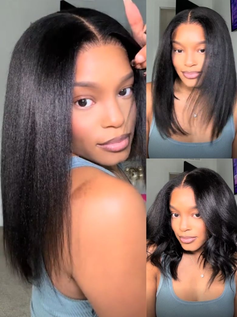 Nadula Flash Sale 7x5 Byebye Knots Yaki Straight Hair Wig Put On And Go Glueless Human Hair Wigs