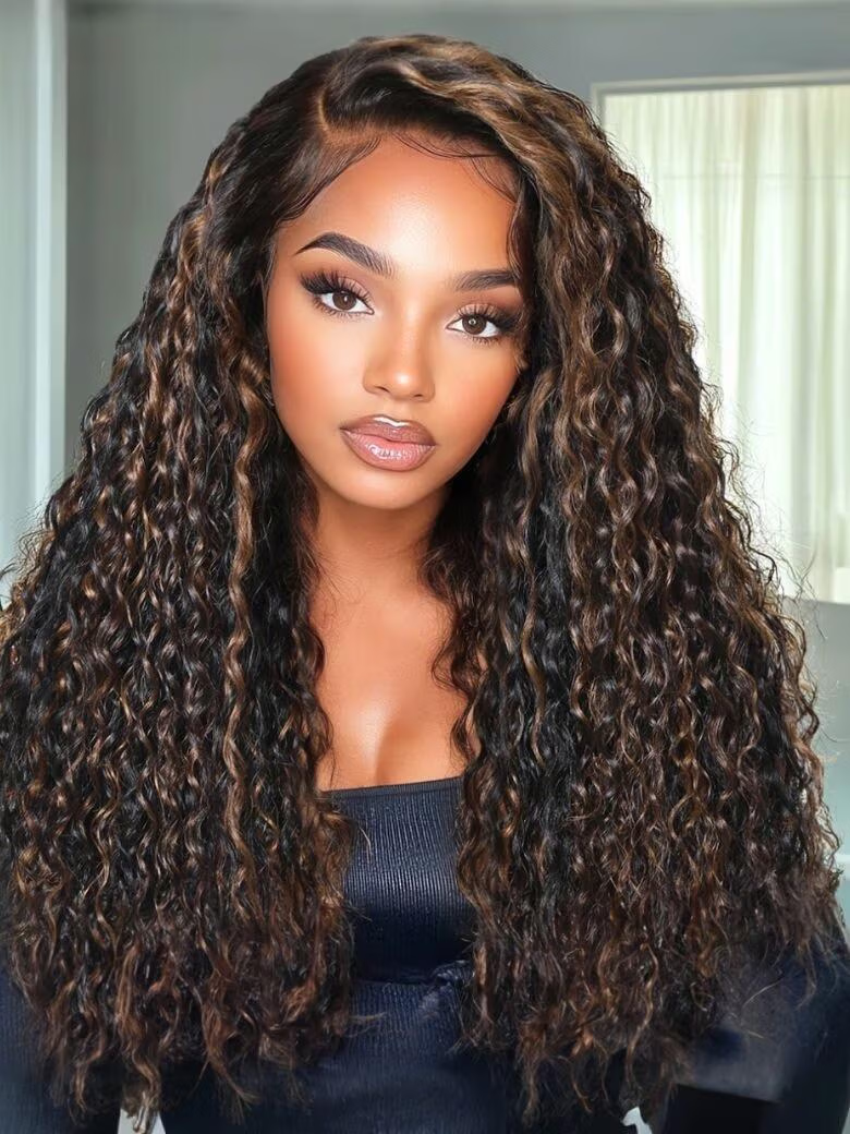 Nadula Golden Brown Highlight Bogo | 7X5 Bye Bye Knots Water Wave Lace Closure Wig