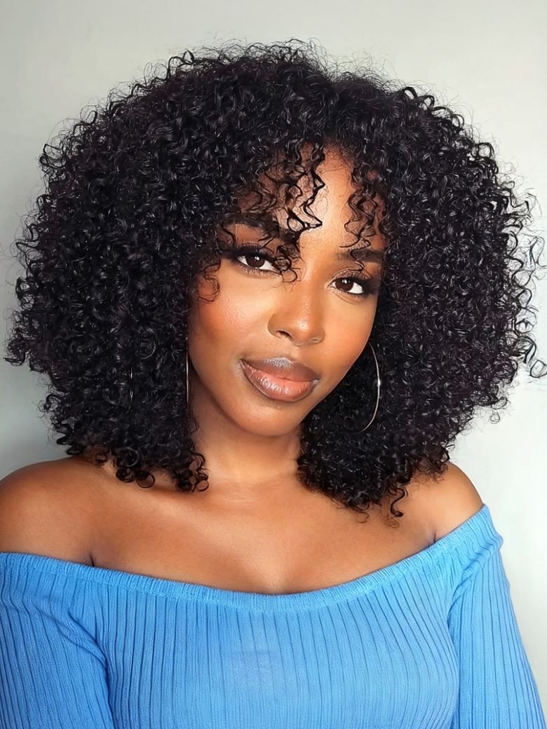 Nadula Women's Scalplook™ V Part Kinky Curly Wig Invisiblend Glueless Human Hair Coily Wig Easy To Wear