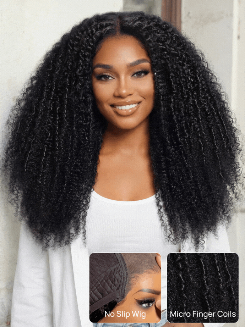 Nadula 7X5 No Slip Wig Micro Twist-Out Style Finger Coils On Kinky Curls Afro Textured Wig Put On And Go Glueless Wig