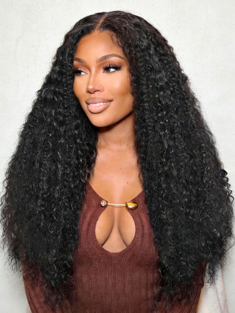 Nadula 7X5 No Slip Wig Mixed Curls Three-Curl Blended Texture Natural Looking Put On And Go Glueless Wig