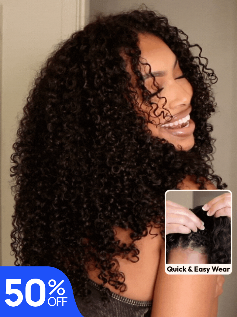 Nadula Flash Sale V-part water and curly wig & 7*5 Bye Bye Knots with Normal Baby Hair or Curly Edge
