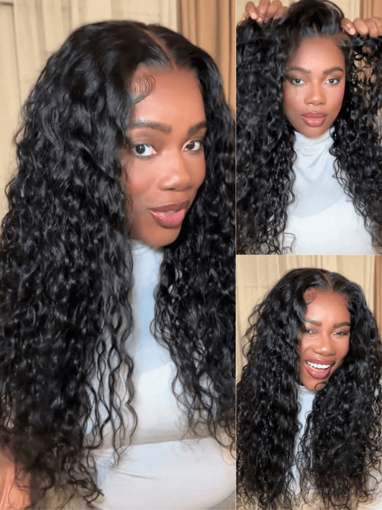 Nadula 7X5 And 13X4 Water Wave Drawstring™ Wig Put On And Go Transparent Lace Frontal Wig With Baby Hair