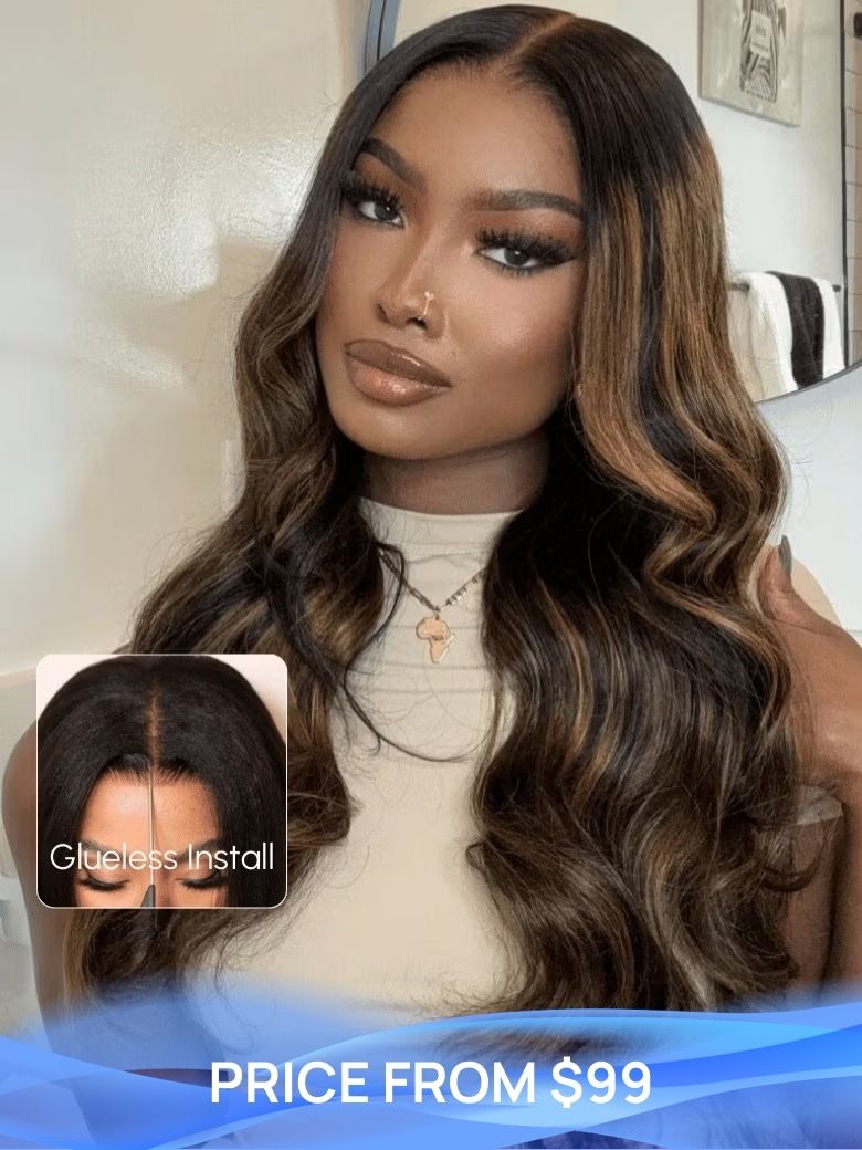 Nadula 80% Off 7x5 Lace Closure Balayage Highlight Body Wave Glueless Wig Put On And Go Human Hair W