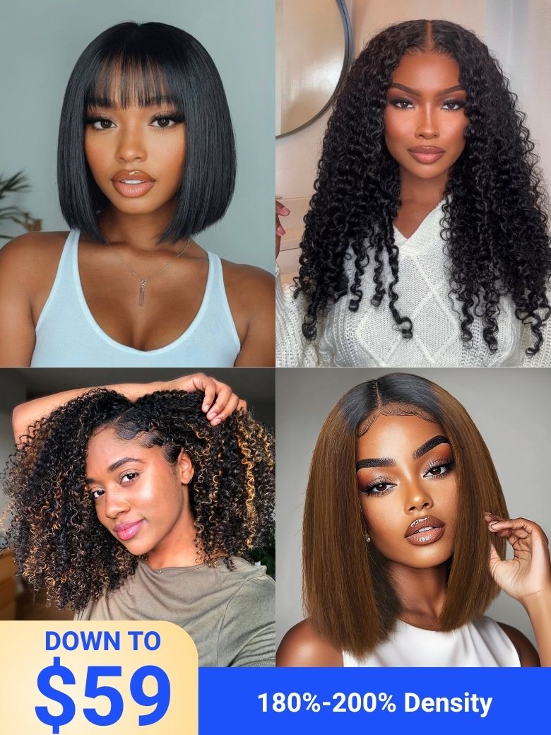 Down To $59 | Nadula Flash Sale Glueless Bob Wig And V Part Put On And Go Wigs Beginner Friendly 180
