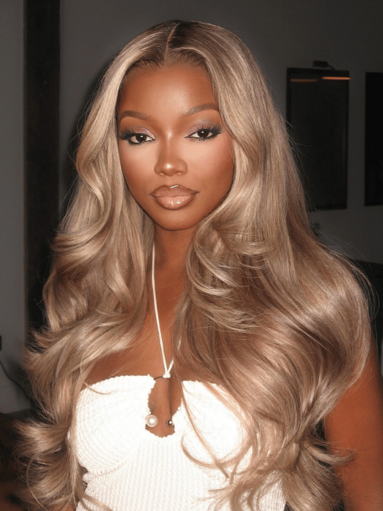 Nadula Brown Ash Blonde With Roots Body Wave 13X4 Pre Everything Lace Frontal Wig Put On And Go Glueless Human Hair Wig